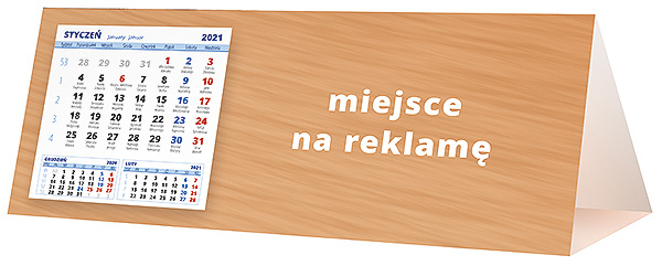 Kalendarz biurkowy, wzór KP3-121 – Tył piramidki – blok kalendarzowy i pole na Twoją reklamę