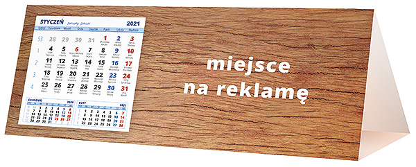 Kalendarz biurkowy, wzór KP3-122 – Tył piramidki – blok kalendarzowy i pole na Twoją reklamę
