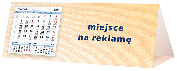 Kalendarz biurkowy, wzór KP3-123 – Tył piramidki – blok kalendarzowy i pole na Twoją reklamę