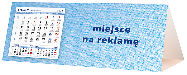 Kalendarz biurkowy, wzór KP3-125 – Tył piramidki – blok kalendarzowy i pole na Twoją reklamę
