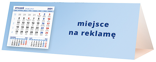 Kalendarz biurkowy, wzór KP3-126 – Tył piramidki – blok kalendarzowy i pole na Twoją reklamę
