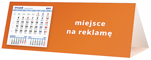 Kalendarz biurkowy, wzór KP3-127 – Tył piramidki – blok kalendarzowy i pole na Twoją reklamę
