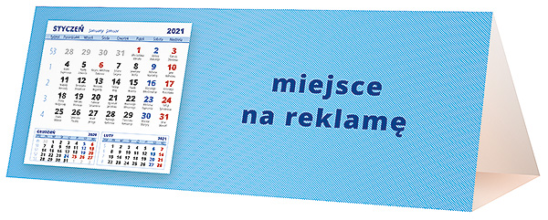 Kalendarz biurkowy, wzór KP3-128 – Tył piramidki – blok kalendarzowy i pole na Twoją reklamę