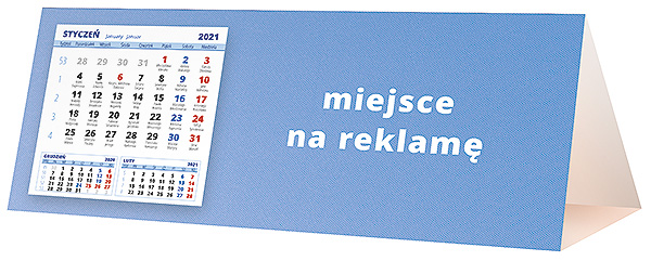 Kalendarz biurkowy, wzór KP3-130 – Tył piramidki – blok kalendarzowy i pole na Twoją reklamę
