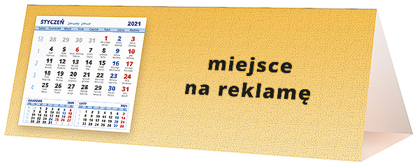 Kalendarz biurkowy, wzór KP3-131 – Tył piramidki – blok kalendarzowy i pole na Twoją reklamę