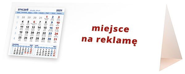 Kalendarz biurkowy, wzór KP3-132 – Tył piramidki – blok kalendarzowy i pole na Twoją reklamę