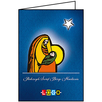 Kartka świąteczna BN1-099 – Stylizowana Madonna z dzieciątkiem z logo firmy