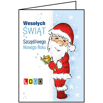Kartka świąteczna BN1-350 – Ilustracja ze Świętym Mikołajem z logo firmy