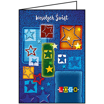 Kartka świąteczna BN1-389 – Geometryczny kolaż z gwiazdami z logo firmy
