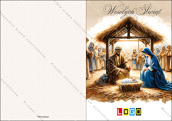 Kartka świąteczna BN1-403 – Malarska scena narodzenia – widok 3