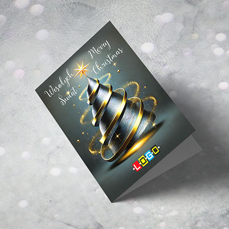 Kartka świąteczna BN1-405 – Spiralna choinka w złocie – widok 4
