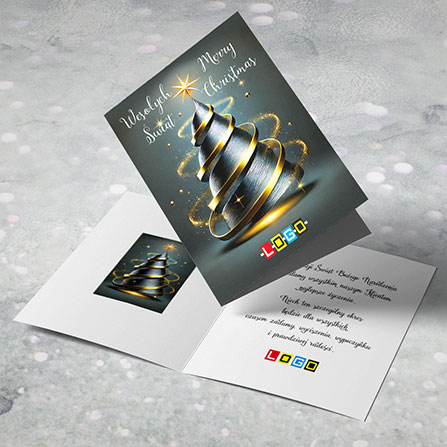 Kartka świąteczna BN1-405 – Spiralna choinka w złocie – widok 5