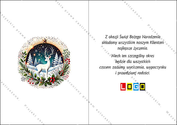 Kartka świąteczna BN1-411 – Biały jeleń – widok 6