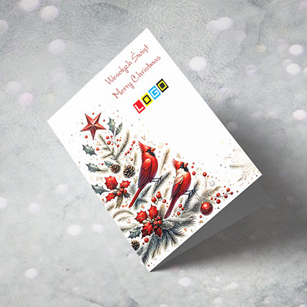 Kartka świąteczna BN1-419 – Botaniczna choinka z kardynałami – widok 4