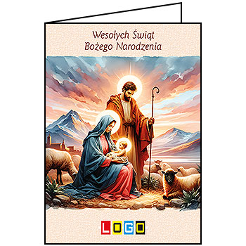 Kartka świąteczna BN1-432 – Malarska scena narodzin z logo firmy
