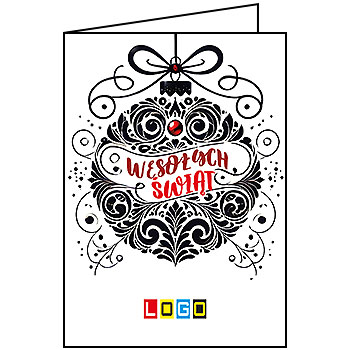 Kartka świąteczna BN1-439 – Czarna bombka z logo firmy