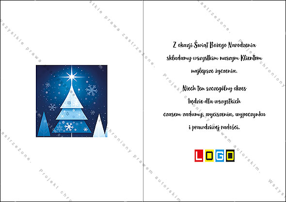 Kartka świąteczna BN1-444 – Stylizowana choinka w zimowej scenerii – widok 6
