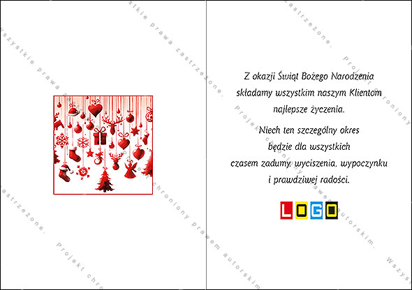 Kartka świąteczna BN1-464 – Kurtyna czerwonych ornamentów – widok 6