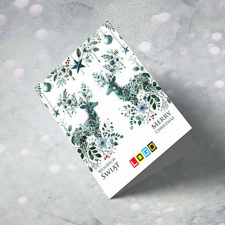 Kartka świąteczna BN1-480 – Symetryczne botaniczne jelenie – widok 4