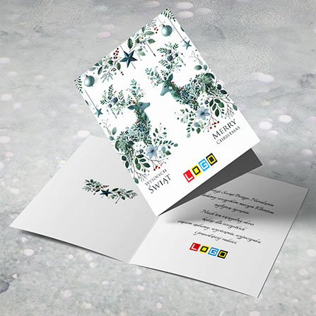 Kartka świąteczna BN1-480 – Symetryczne botaniczne jelenie – widok 5