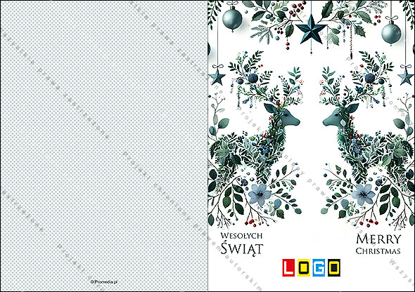 Kartka świąteczna BN1-480 – Symetryczne botaniczne jelenie – widok 3