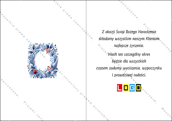 Kartka świąteczna BN1-487 – Akwarelowy wieniec botaniczny – widok 6