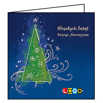 Kartka świąteczna BN2-108 – Artystyczna choinka z logo firmy