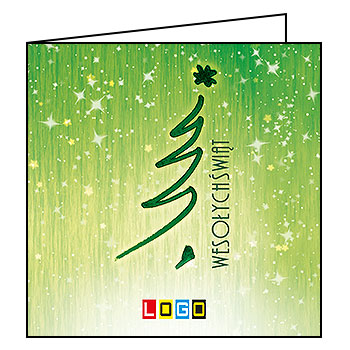 Kartka świąteczna BN2-224 – Nowoczesna choinka kaligraficzna z logo firmy