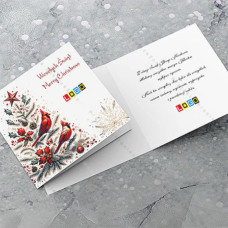 Kartka świąteczna BN2-419 – Botaniczna choinka z kardynałami – widok 4