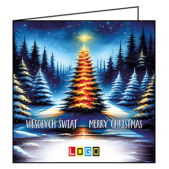 Kartka świąteczna BN2-436 – Magiczna choinka z logo firmy