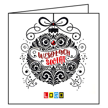 Kartka świąteczna BN2-439 – Czarna bombka z logo firmy