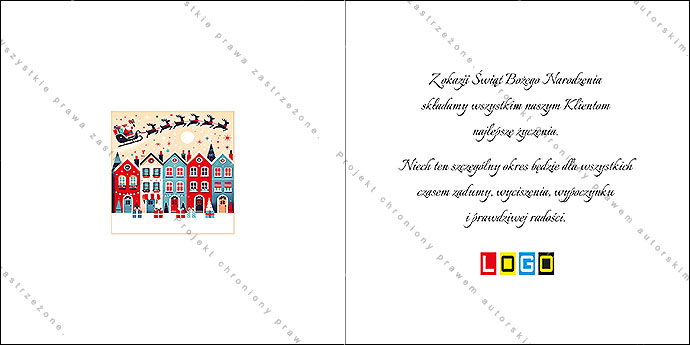 Kartka świąteczna BN2-452 – Mikołaj nad świątecznym miasteczkiem – widok 6