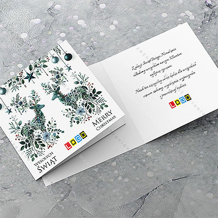 Kartka świąteczna BN2-480 – Symetryczne botaniczne jelenie – widok 4