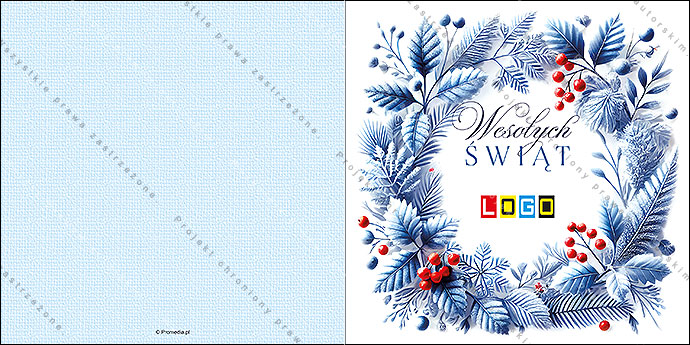 Kartka świąteczna BN2-487 – Akwarelowy wieniec botaniczny – widok 3