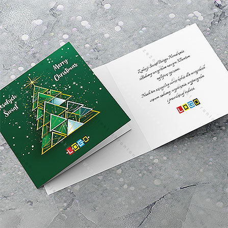 Kartka świąteczna BN2-559 – Geometryczna choinka z trójkątów – widok 4