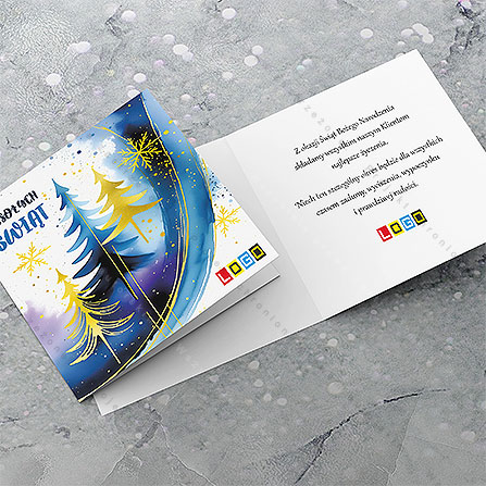 Kartka świąteczna BN2-580 – Złote choinki – widok 4