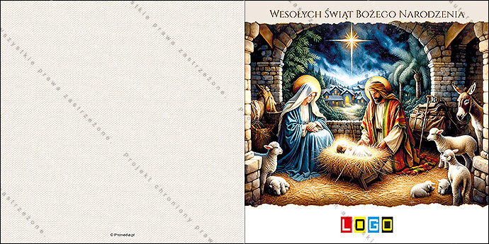 Kartka świąteczna BN2-607 – Klasyczna szopka betlejemska – widok 3