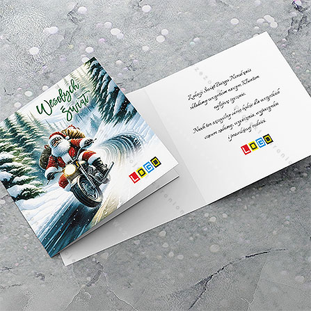 Kartka świąteczna BN2-621 – Mikołaj na motocyklu – widok 4