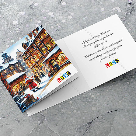 Kartka świąteczna BN2-626 – Zimowy rynek z mikołajem – widok 4