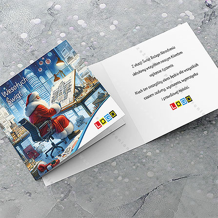 Kartka świąteczna BN2-663 – Mikołaj w biurze projektowym – widok 4