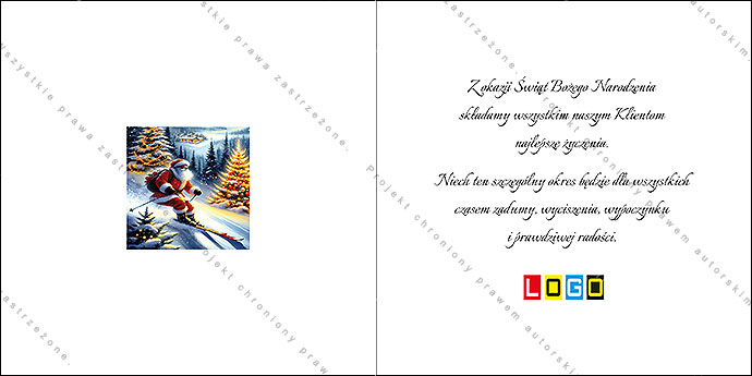Kartka świąteczna BN2-672 – Dynamiczny Mikołaj na nartach – widok 6