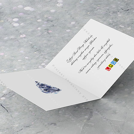 Kartka świąteczna BN2-685 – Błękitna kaligraficzna choinka – widok 5