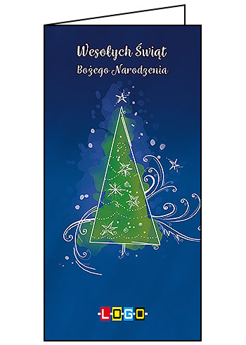Kartka świąteczna BN3-108 – Artystyczna choinka z logo firmy