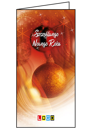 Kartka świąteczna BN3-230 – Ciepłe, złote ornamenty z logo firmy