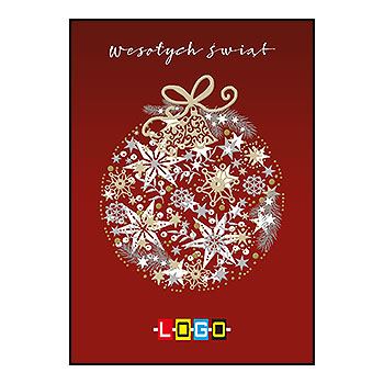 Kartka świąteczna BZ1-094 – Ornament z zimowych symboli z logo firmy