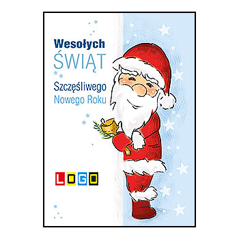 Kartka świąteczna BZ1-350 – Ilustracja ze Świętym Mikołajem z logo firmy
