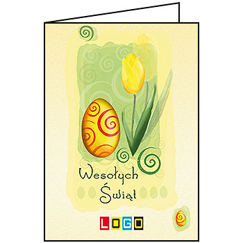 Kartka wielkanocna WN1 – Tulipan i pisanka w spirale