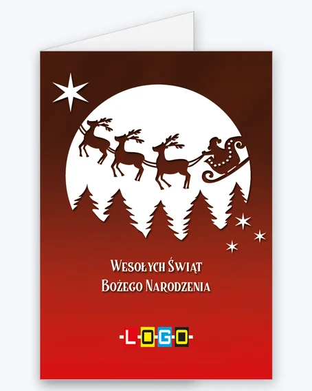 Kartka BN1 – Lecące sanie mikołaja