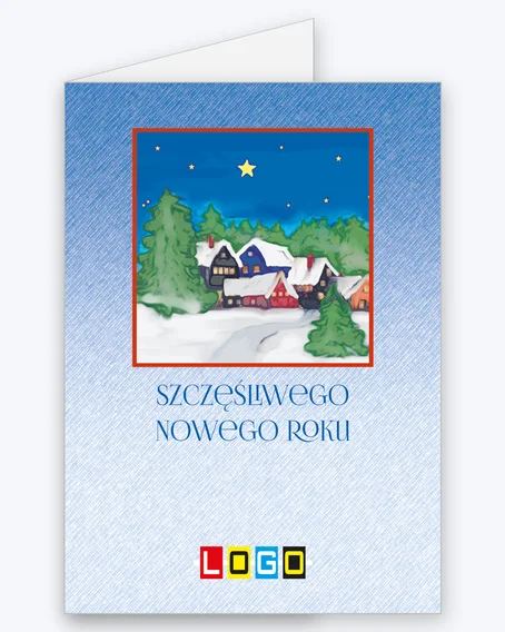 Kartka BN1 – Zimowa wioska w ramce