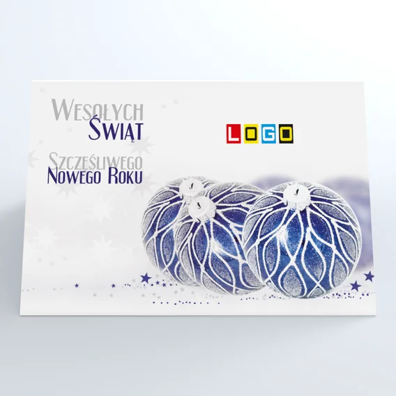 Kartka świąteczna BN1-331 – Kobaltowe bombki z ornamentem – widok 3